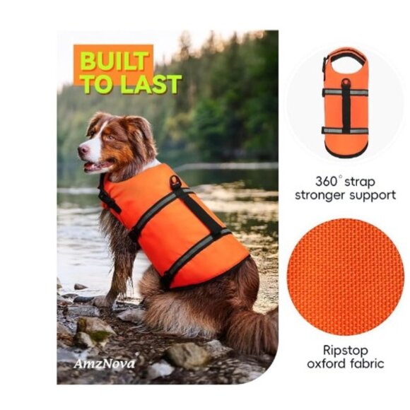 NWT AMZNOVA Dog Life Jacket Orange XS - Picture 5 of 8